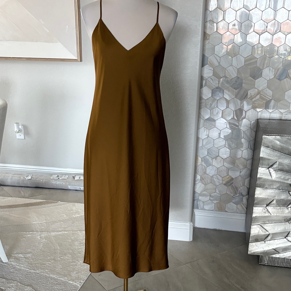 J. Crew Tan Spaghetti Strap Midi Dress